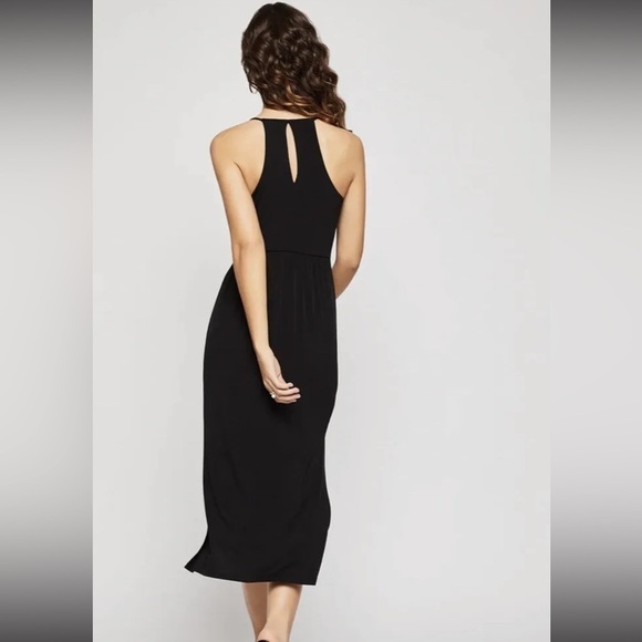 BCBG Velvet Faux-Wrap Side Slit Midi Dress Size S 🟨 - Picture 3 of 9